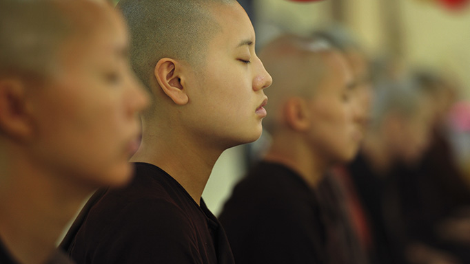 Theravada Nonnen meditierend